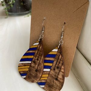 Teardrop Wood Burned Earrings
